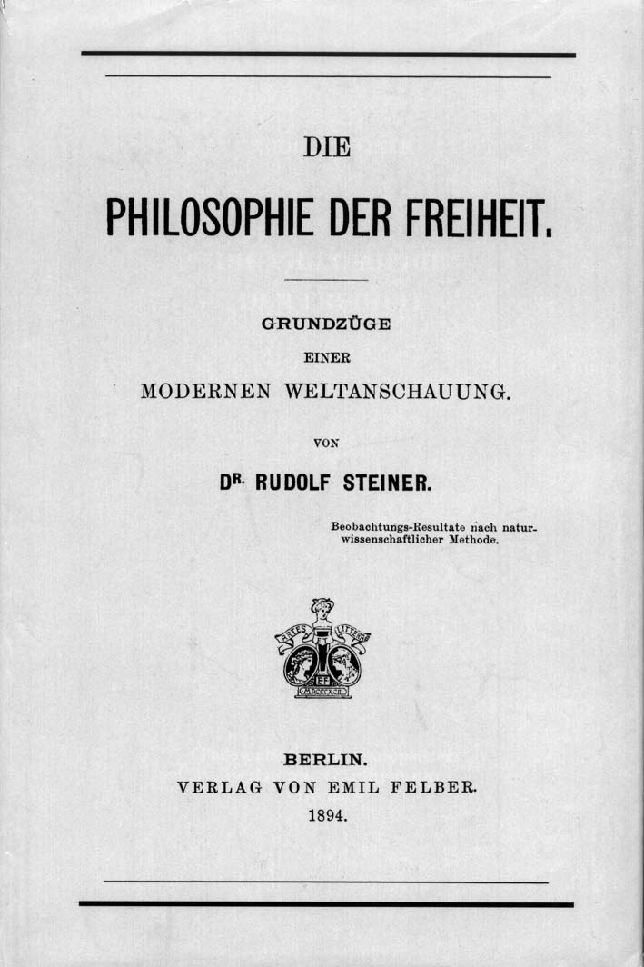 Titelbild d. Buches "Philosophie der Freiheit" - 111538.1 Titelbild d. Buches "Philosophie der Freiheit" - 111538.1